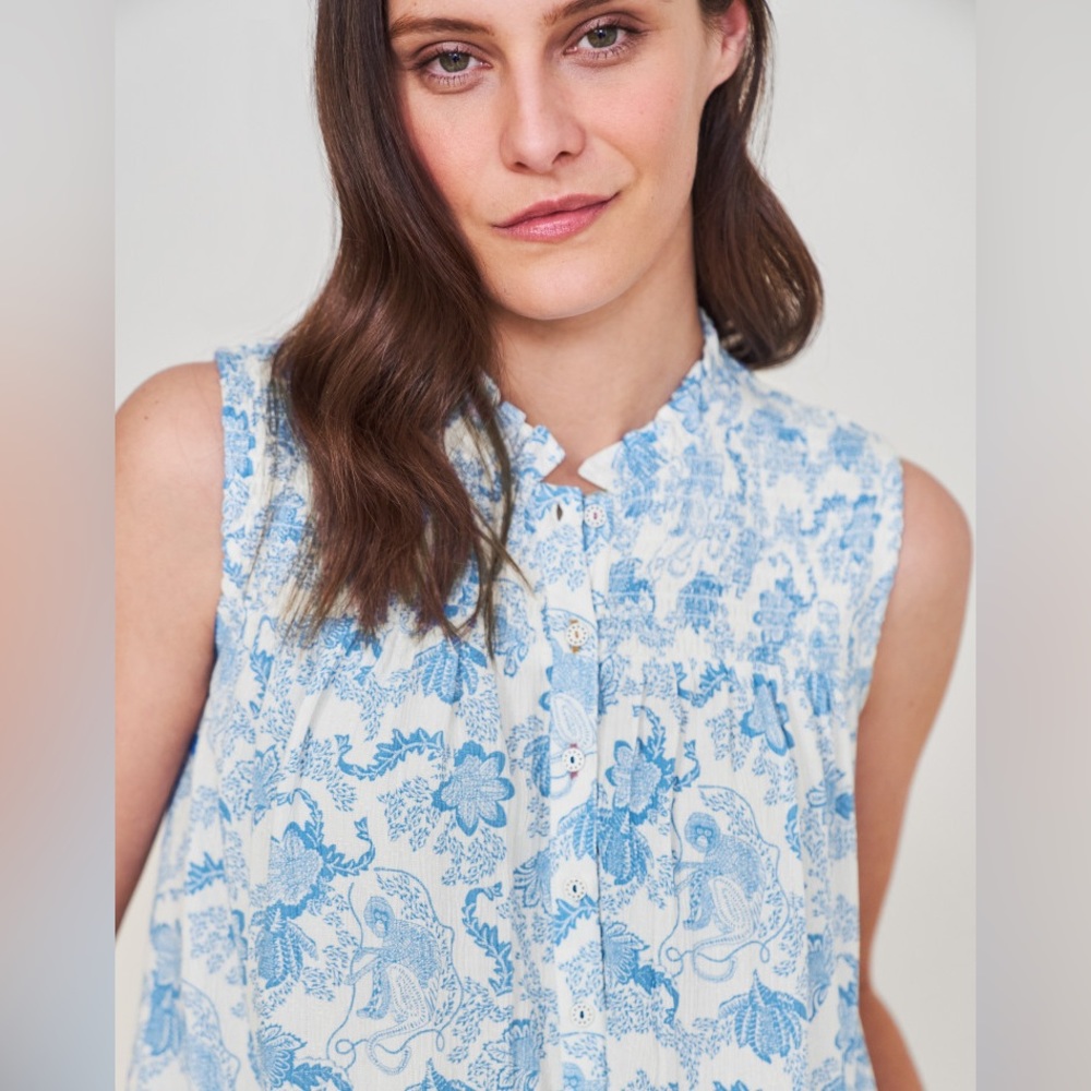 White Stuff blue and white blouse tank